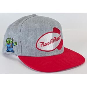 Disney Pixar Toy Story Pizza Planet Logo Martian Snapback Trucker Hat Gray Red